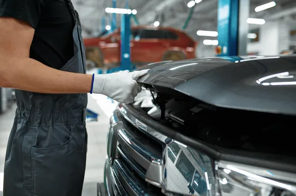 Cofre de auto abierto, mostrando cables automotrices en Monterrey esenciales para el mantenimiento del vehículo.